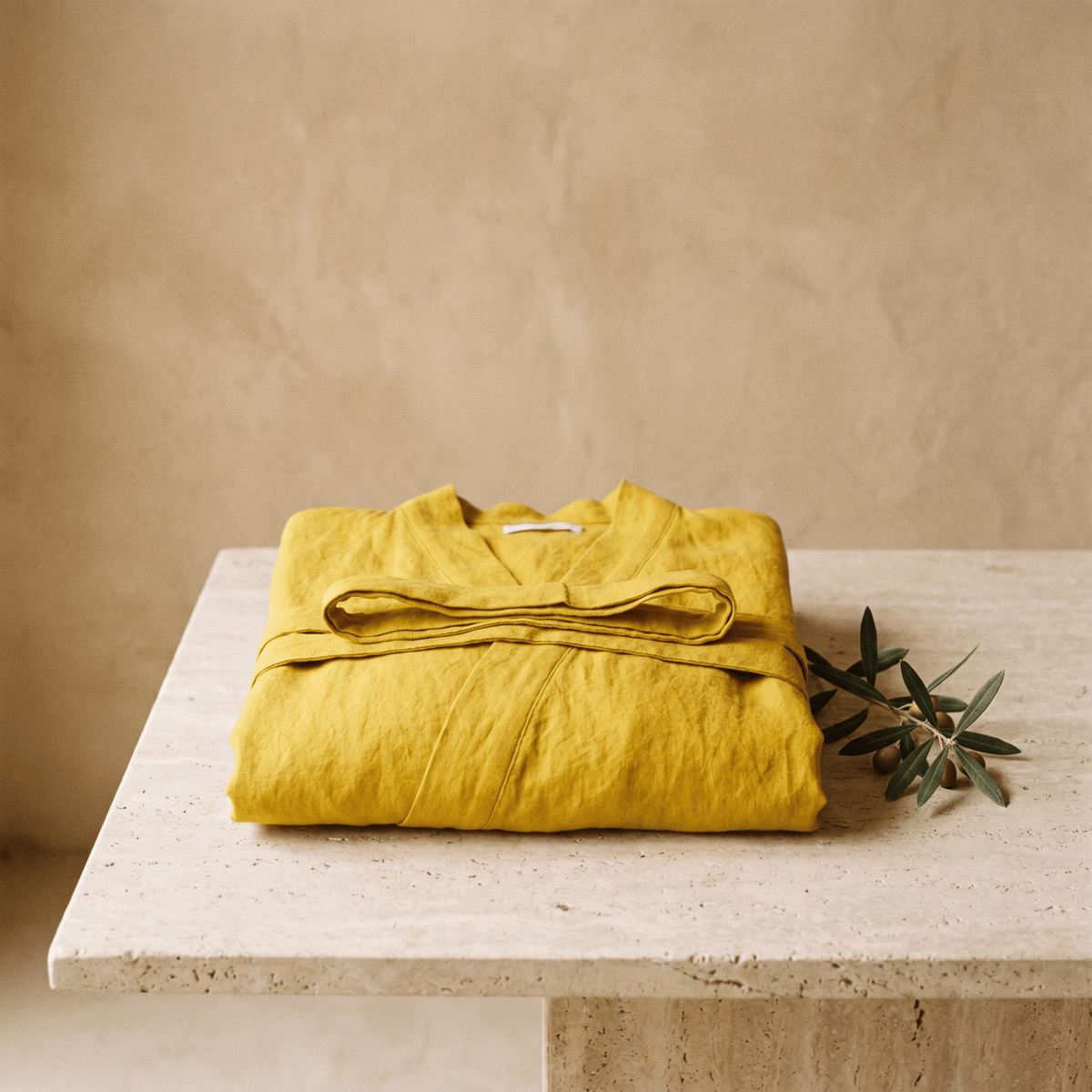 Accappatoio unisex in ramiè e cotone lavato collo kimono