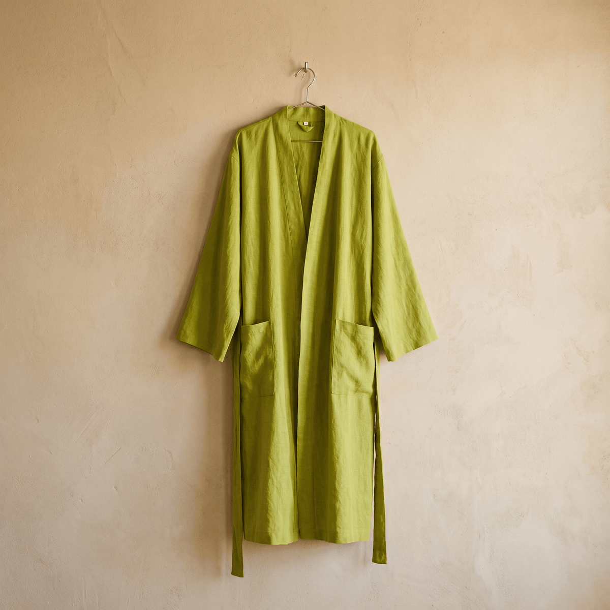 Accappatoio unisex lungo in lino e Tencel collo kimono