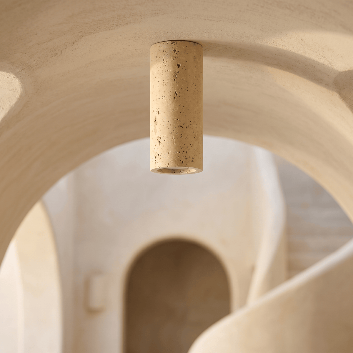 Plafonnier Tube en Travertin