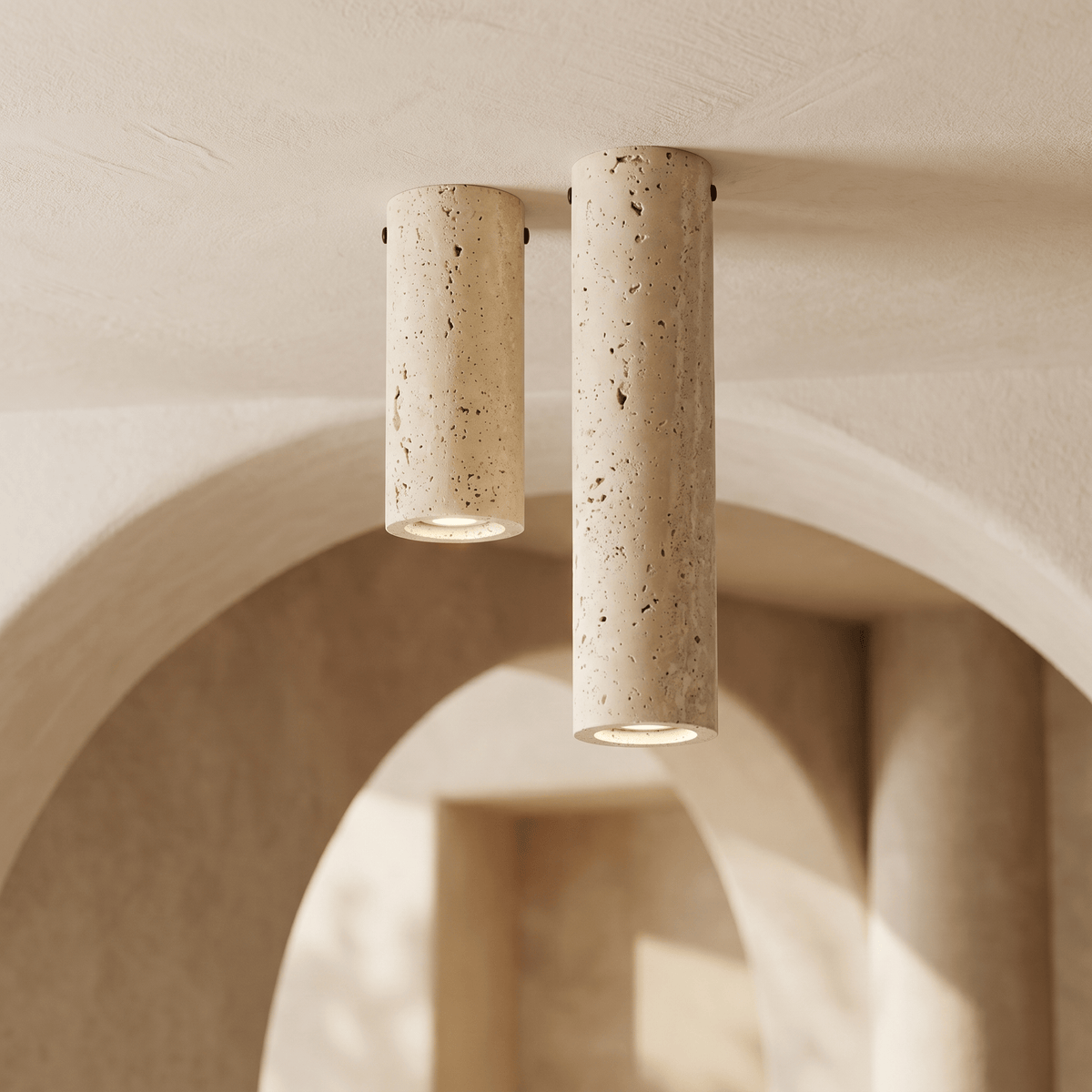 Plafonnier Tube en Travertin