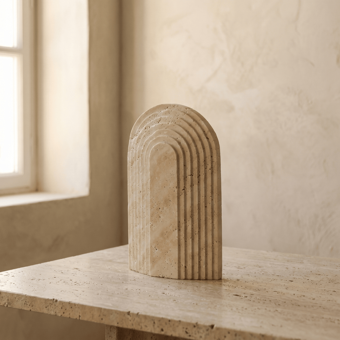 Sculpture Arche à Gradins en Travertin