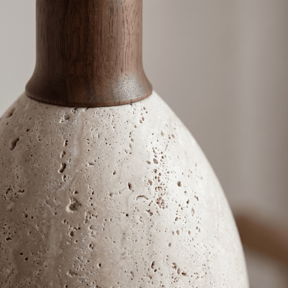 Suspension Cloche en Travertin & Bois