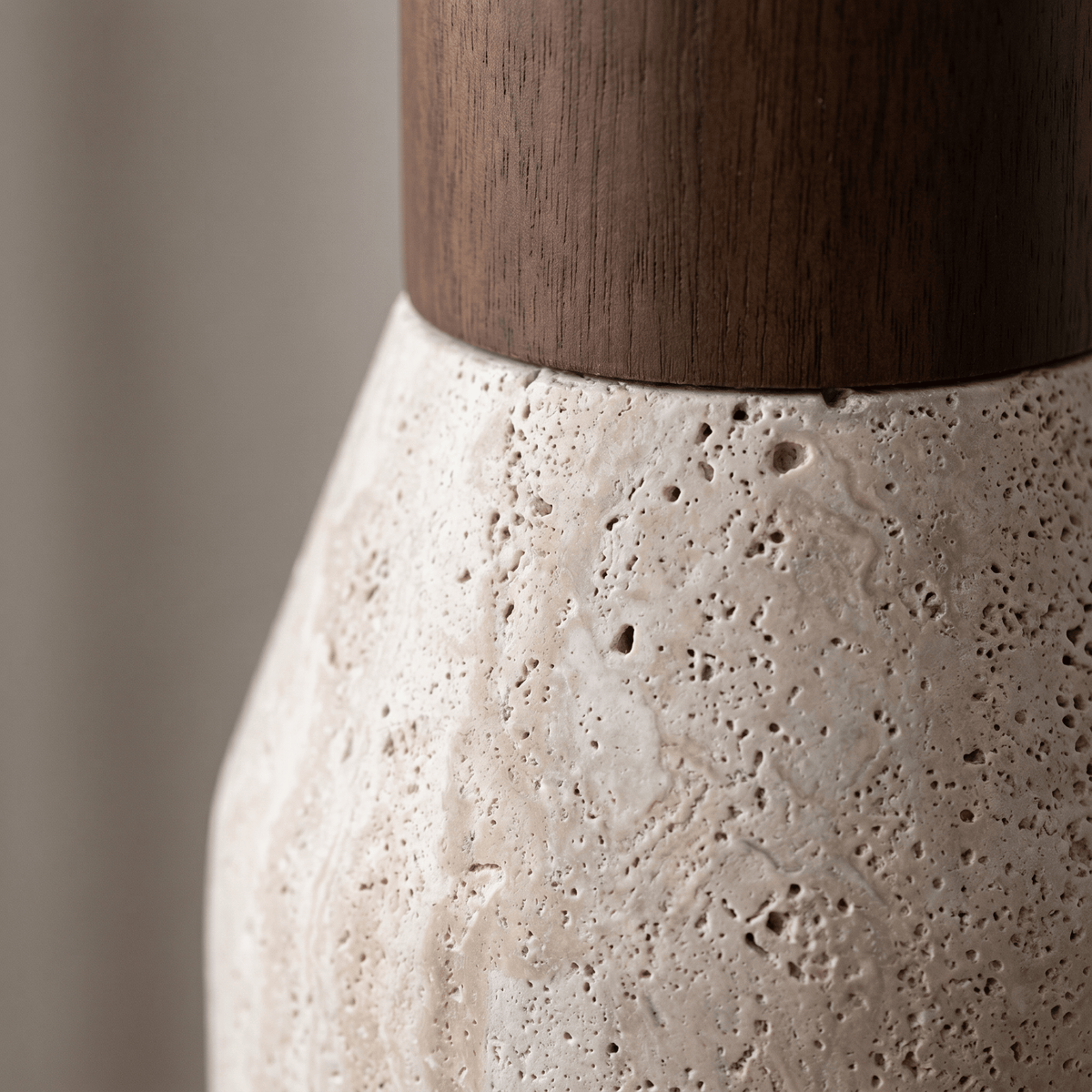 Suspension Tulipe en Travertin & Bois
