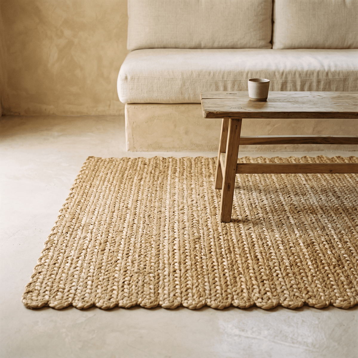 Tapis en Jute à Grosses Mailles Naturel