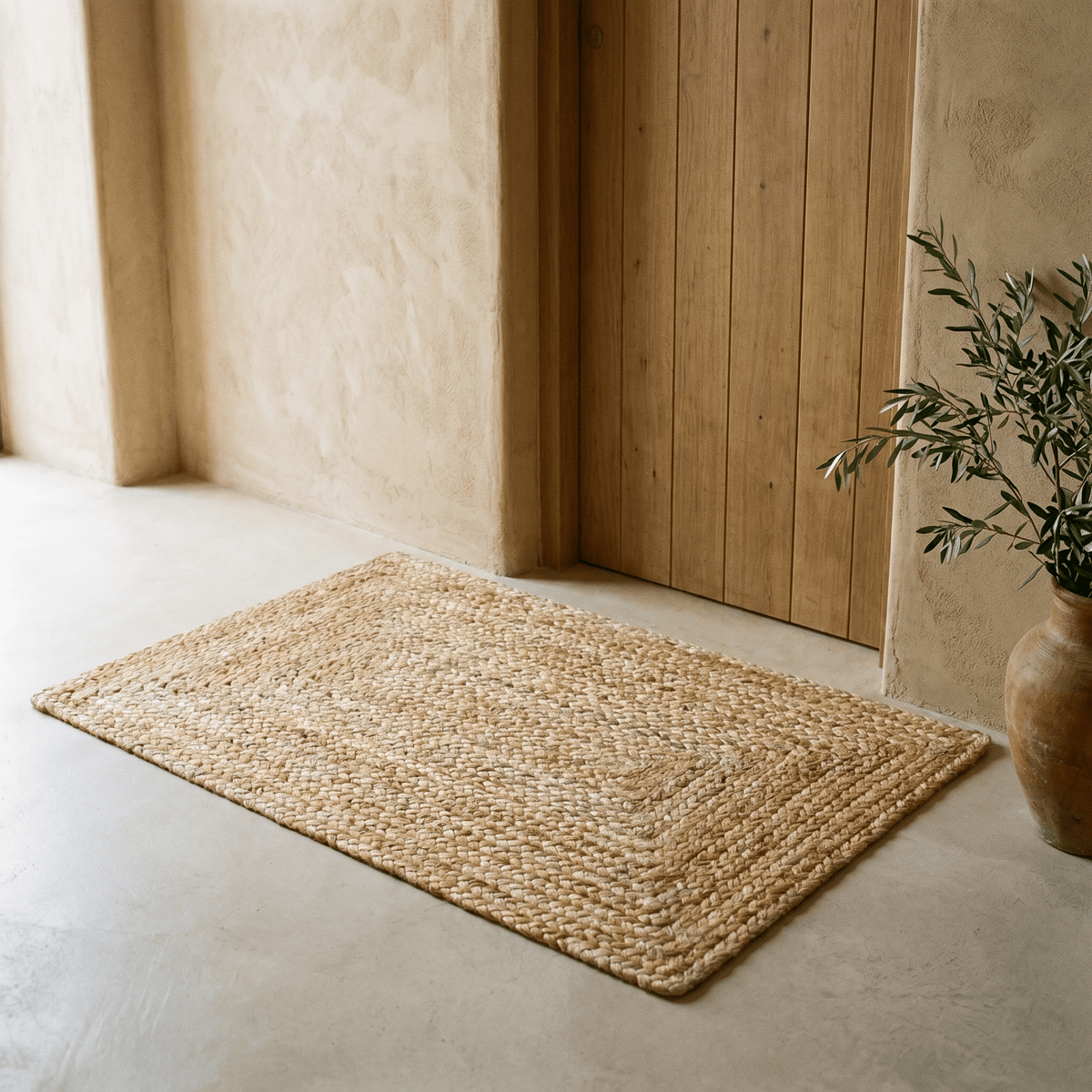 Tapis en Jute Tressé Naturel Antidérapant Rectangle